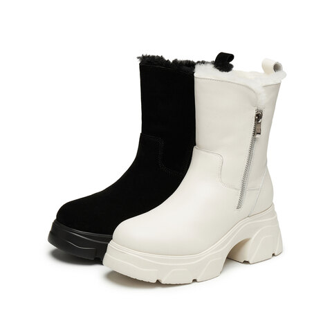 思加图2024冬季新款奶油鞋保暖雪地靴厚底增高中筒靴女靴M6817DZ4