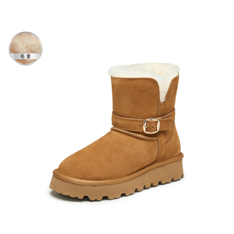 思加图2024冬季新款复古雪地靴保暖短靴厚底增高女时装靴J9981DD4