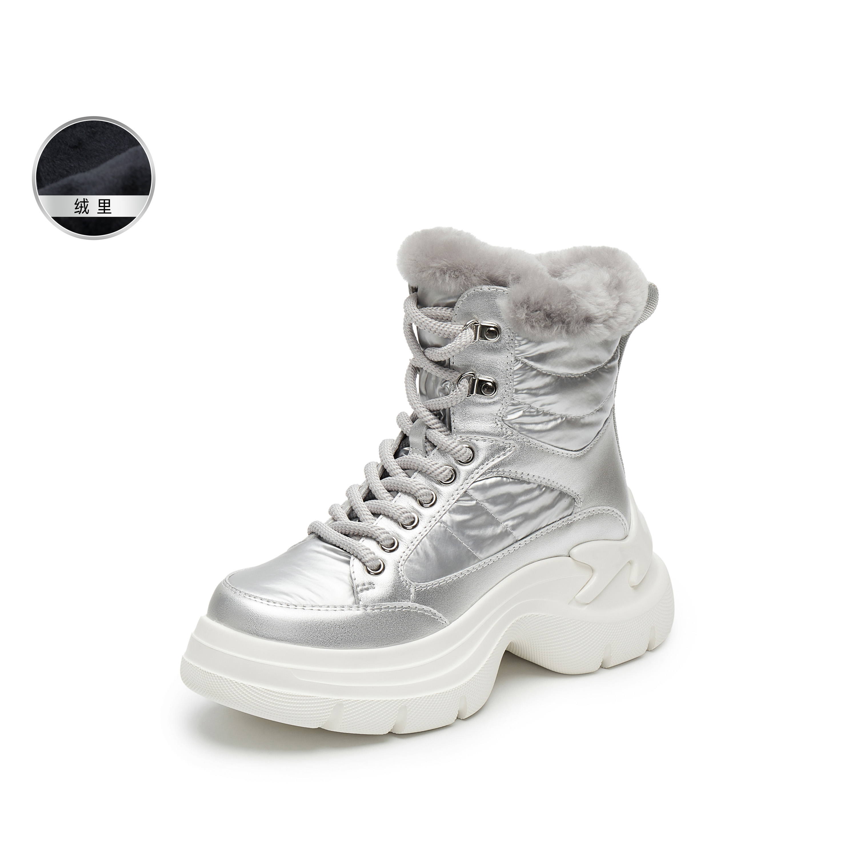 思加图2024冬季新款复古雪地靴保暖短靴厚底增高女时装靴L2413DD4