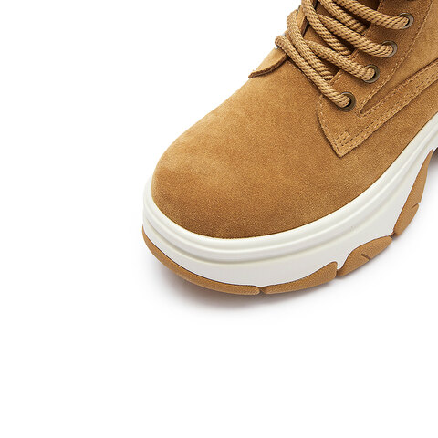 思加图2024冬季新款复古雪地靴保暖毛里短靴厚底时装靴S1116DD4