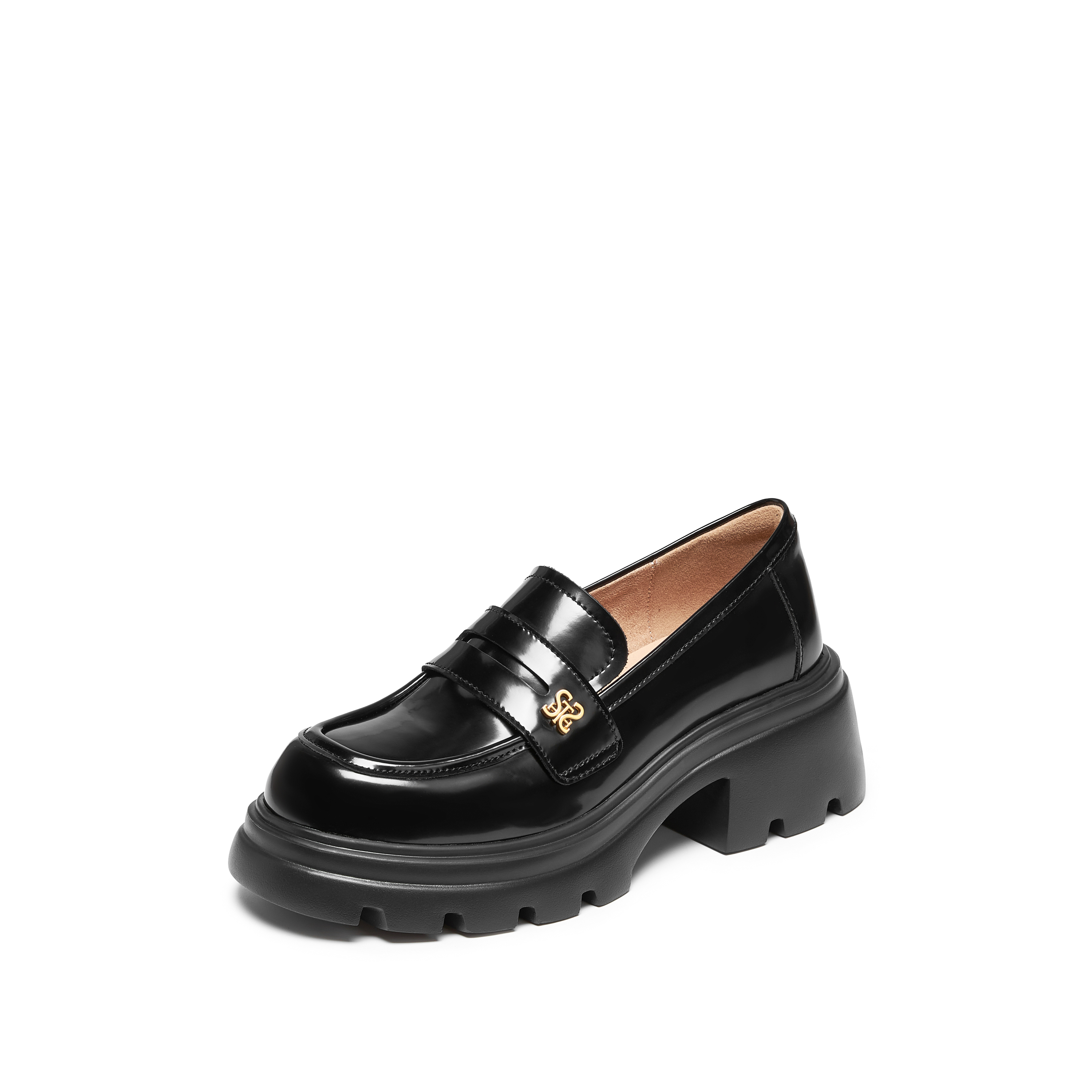 思加图2024秋季复古乐福鞋一脚蹬厚底增高小皮鞋单鞋女鞋J1883CA4