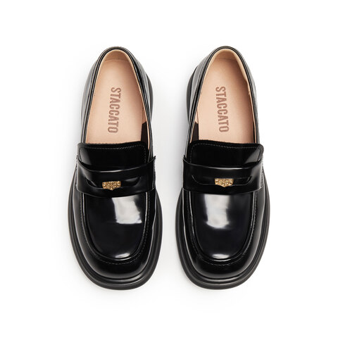 思加图2025秋季新款英伦风乐福鞋一脚蹬小皮鞋厚底女鞋Y2081CA4