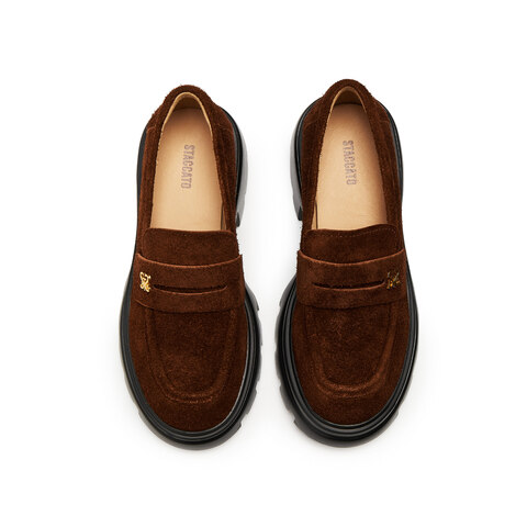 思加图2024秋季复古乐福鞋一脚蹬厚底增高小皮鞋单鞋女鞋J1883CA4