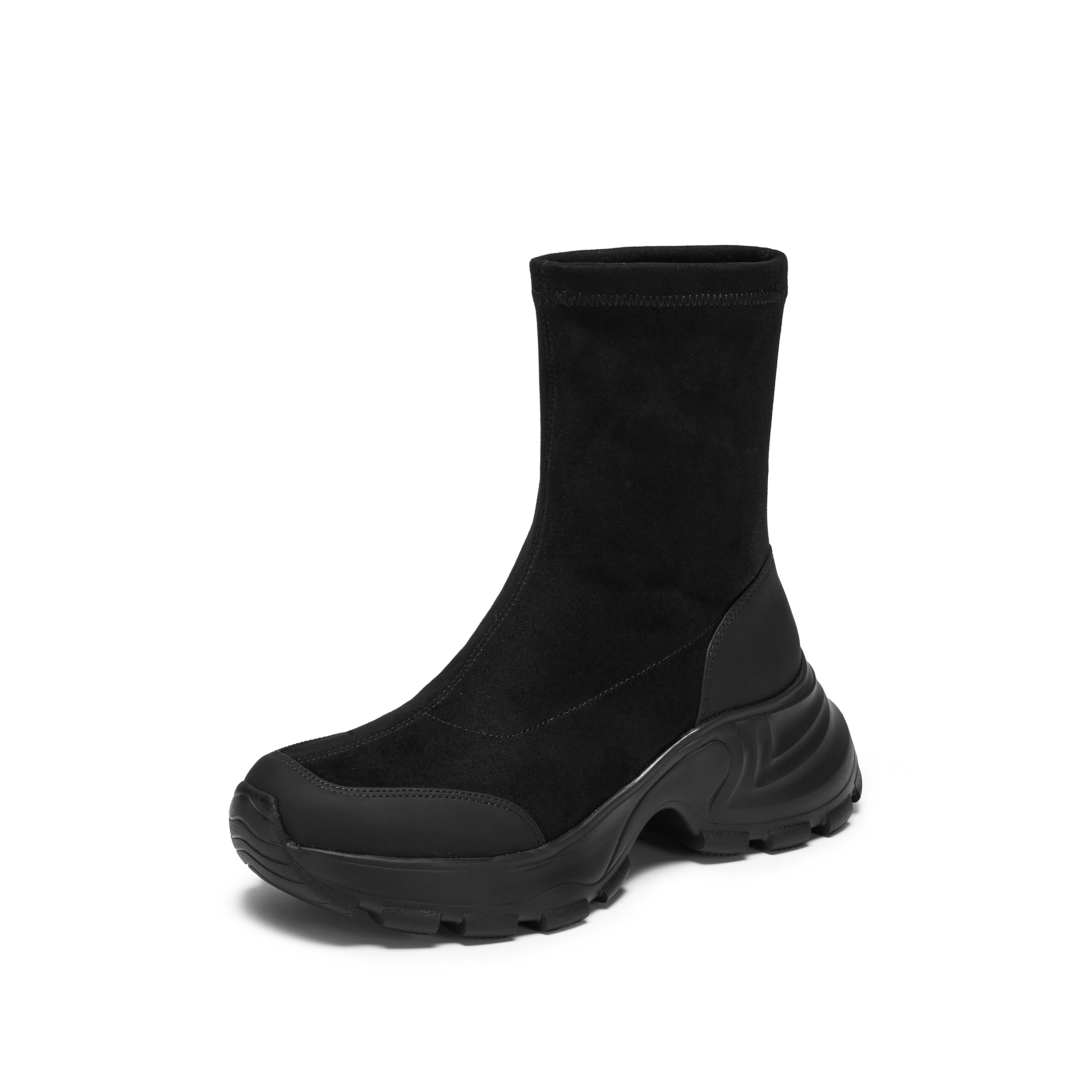 思加图2024冬季复古运动靴短靴厚底增高时装靴女靴子Y2139DD4