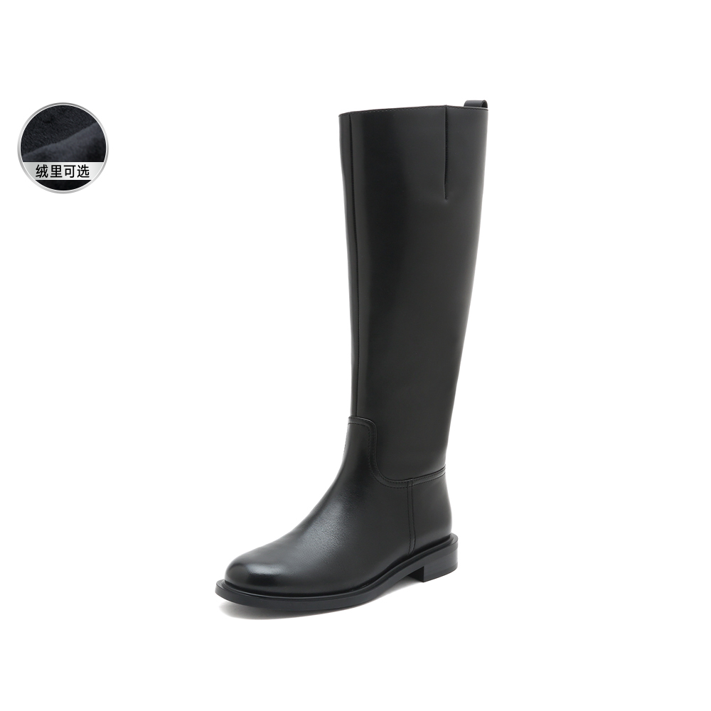 思加图2023冬季骑士靴时装靴长靴高筒靴粗跟女皮靴EFD06DC4