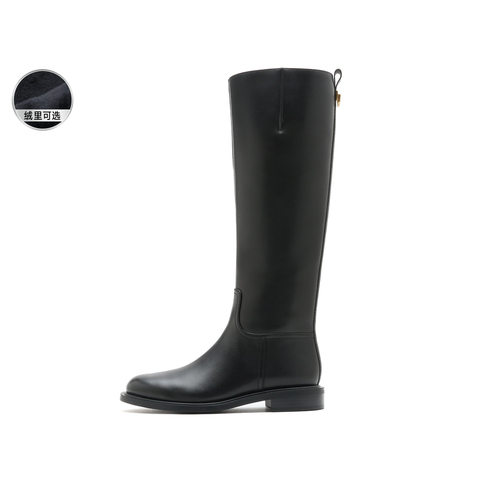 思加图2023冬季骑士靴时装靴长靴高筒靴粗跟女皮靴EFD06DC4