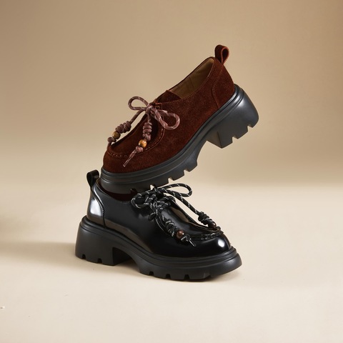 思加图2024秋季复古袋鼠鞋深口鞋厚底增高皮鞋单鞋女鞋子J1881CM4