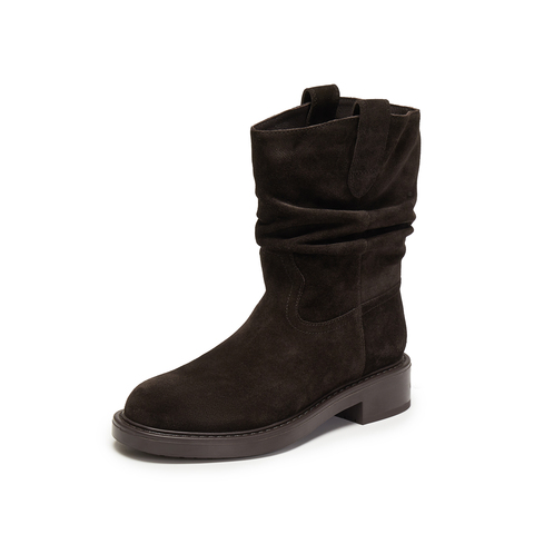 思加图2024冬季复古西部牛仔靴中靴时装靴粗跟靴女靴子B8185DZ4