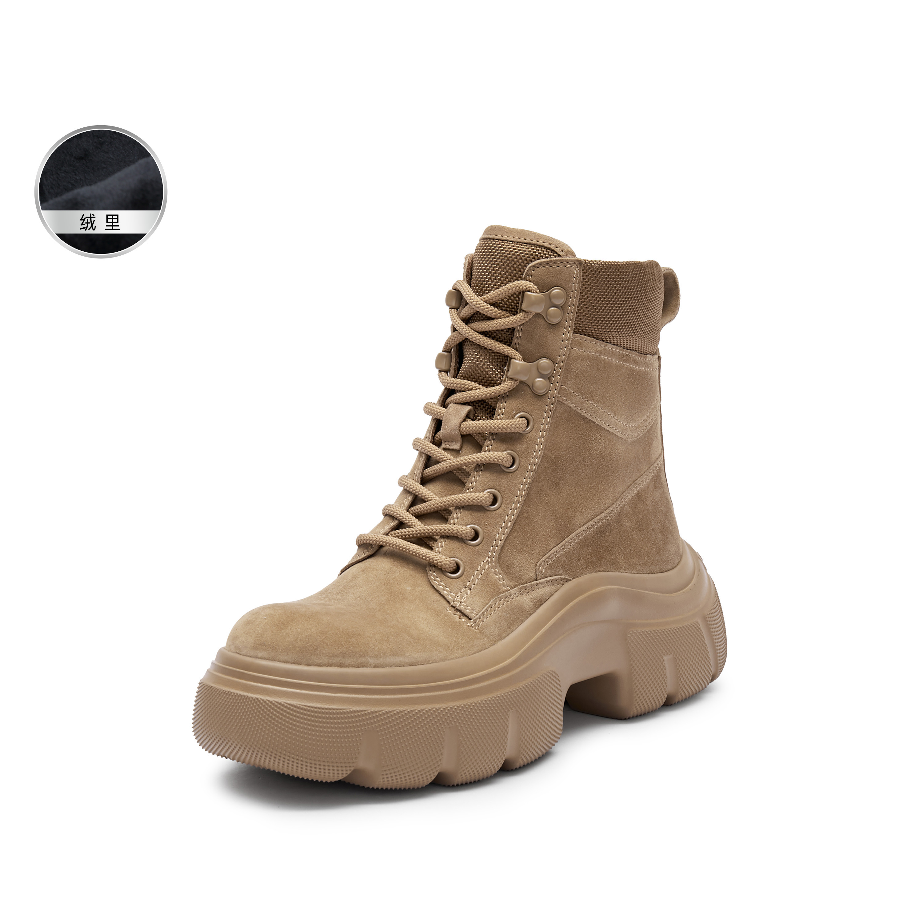 思加图2024冬季新款复古工装靴马丁靴短靴厚底时装靴女靴ESF07DD4