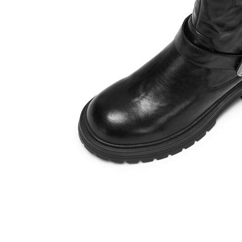 思加图2024冬季英伦风工装靴中筒靴厚底增高时装靴女靴子J3258DZ4