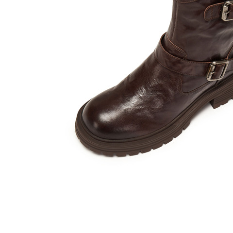 思加图2024冬季英伦风工装靴中筒靴厚底增高时装靴女靴子J3258DZ4