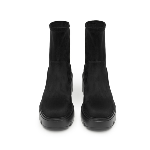 思加图2024冬季新款复古弹力靴中靴瘦瘦靴厚底增高女靴子F0512DZ4