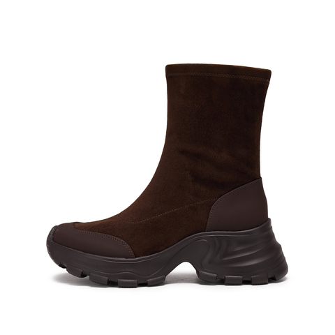 思加图2024冬季复古运动靴短靴厚底增高时装靴女靴子Y2139DD4