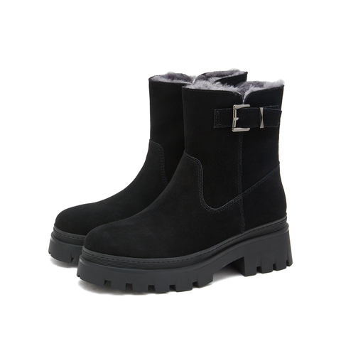 思加图2024冬季新款保暖毛里雪地靴厚底短靴女皮靴M7121DD4