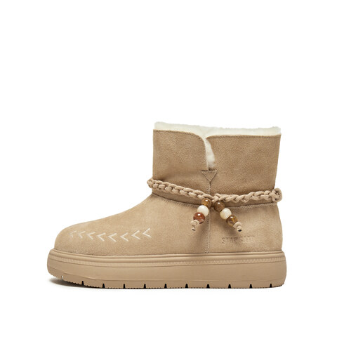 思加图2024冬季复古雪地靴毛里保暖厚底短靴时装靴女靴J5522DD4