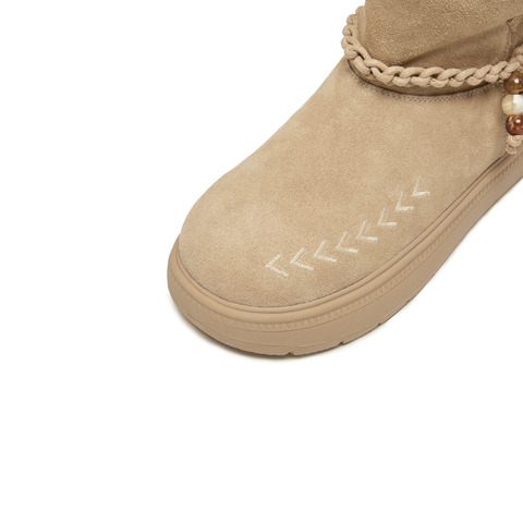 思加图2024冬季复古雪地靴毛里保暖厚底短靴时装靴女靴J5522DD4