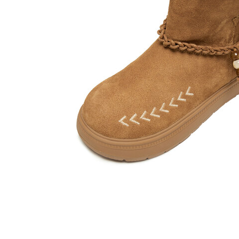 思加图2024冬季复古雪地靴毛里保暖厚底短靴时装靴女靴J5522DD4