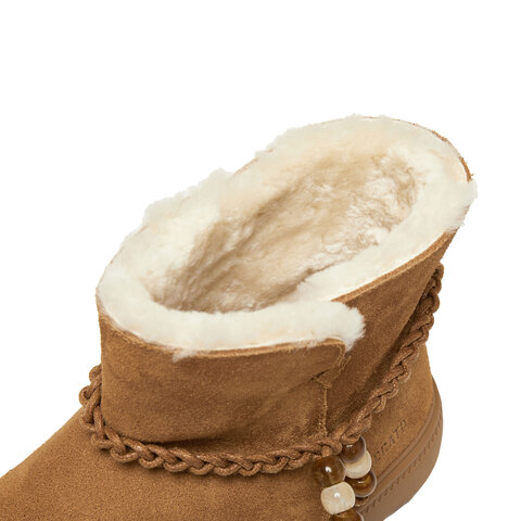 思加图2024冬季复古雪地靴毛里保暖厚底短靴时装靴女靴J5522DD4