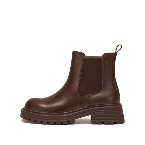 思加图2024冬季英伦风切尔西靴烟筒靴中靴时装靴女靴B6987DD4