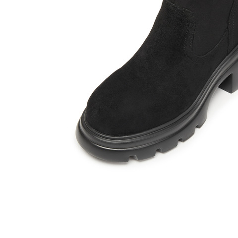 思加图2024冬季复古弹力靴瘦瘦靴中筒靴时装靴厚底女靴子J6818DZ4