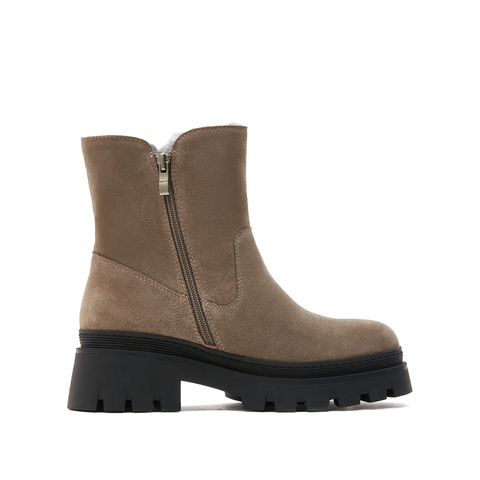 思加图2024冬季新款保暖毛里雪地靴厚底短靴女皮靴M7121DD4