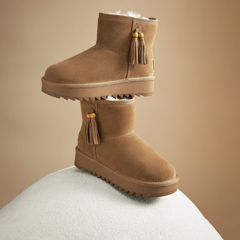 思加图2024冬季复古雪地靴毛里保暖时装靴短靴厚底女靴J2028DD4