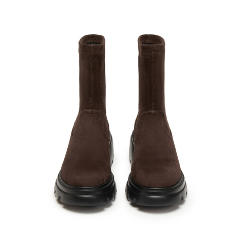 思加图2024冬季复古弹力靴瘦瘦靴中筒靴时装靴厚底女靴子J6818DZ4