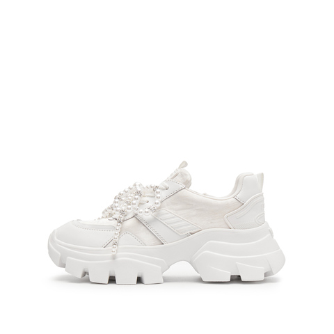 思加图2025春季新款老爹鞋运动休闲鞋厚底增高小白鞋女鞋ECE86AM5