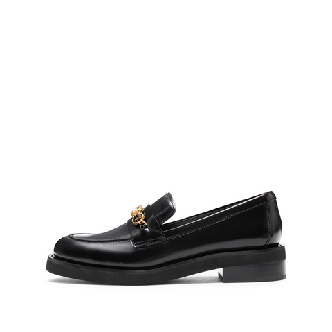 思加图2025春季新款四便爵士乐福鞋英伦风粗跟小皮鞋女单鞋9UL01AA5