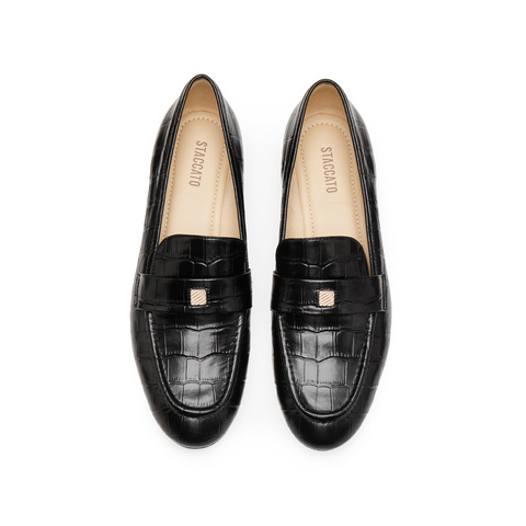 思加图2025春季新款复古奶油鞋乐福鞋一脚蹬粗跟鞋女单鞋B2356AA5