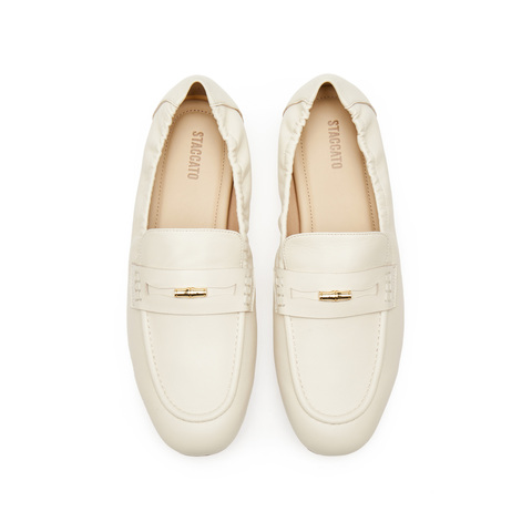 思加图2025春季新款英伦风奶油鞋乐福鞋平底鞋一脚蹬女单鞋EC205AA5