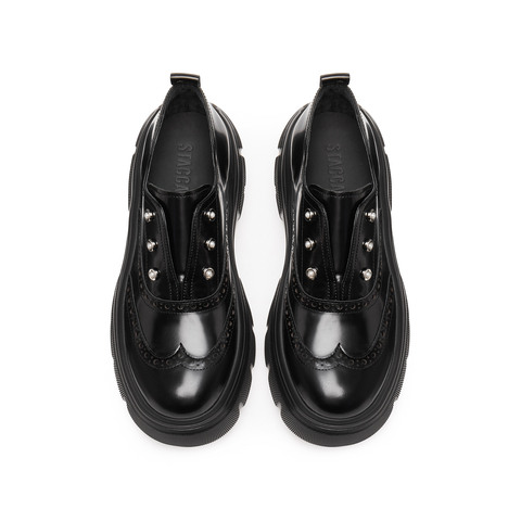 思加图2025春季新款英伦风牛津鞋乐福鞋厚底增高JK小皮鞋女单鞋ESF21AM5