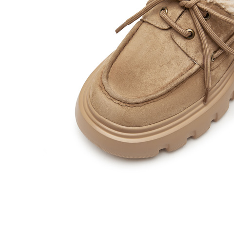 思加图2025春季新款复古毛毛鞋保暖乐福鞋厚底增高一脚蹬女鞋H3928AM5