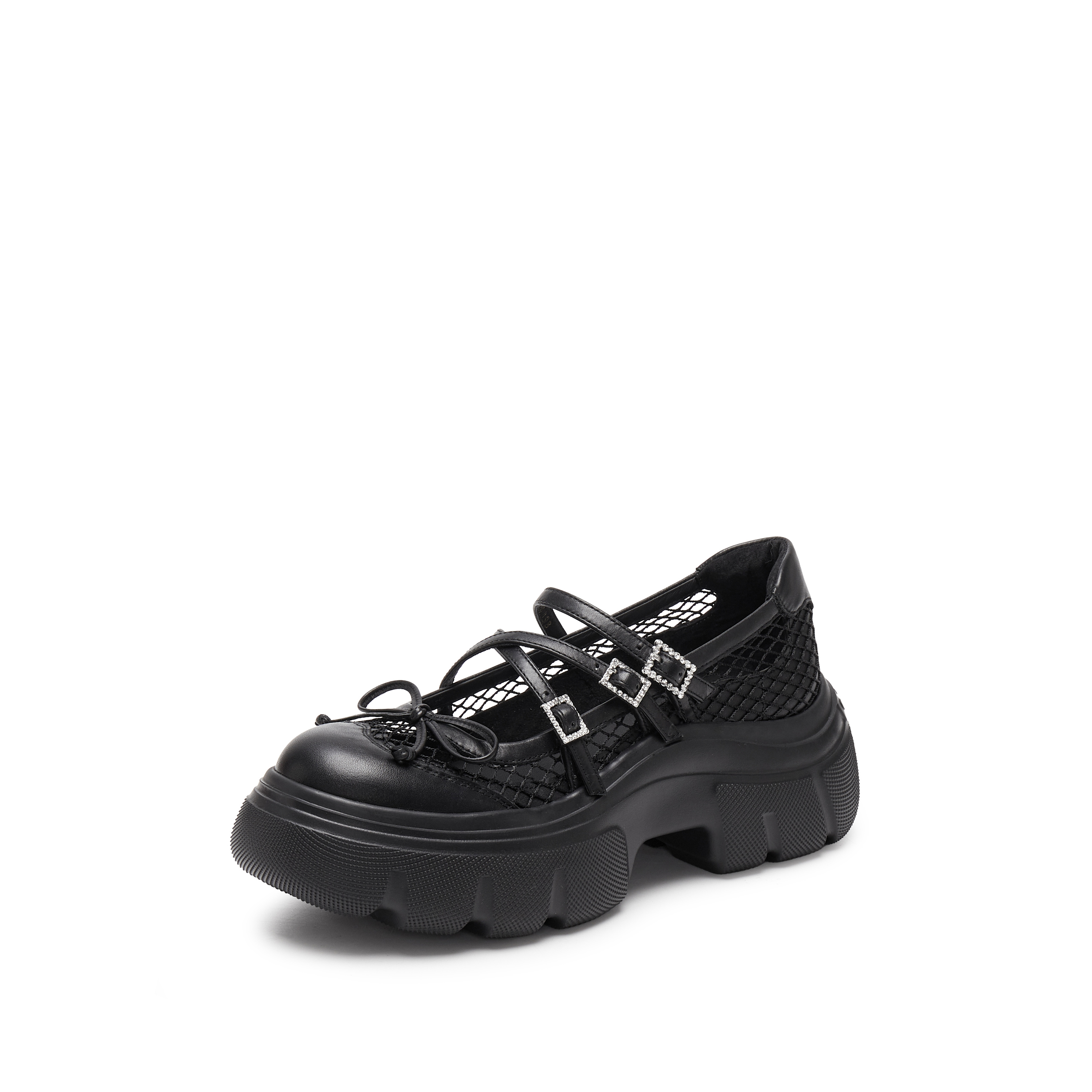 思加图2025春季新款甜酷玛丽珍鞋厚底增高浅口单鞋女鞋子ESF10AQ5