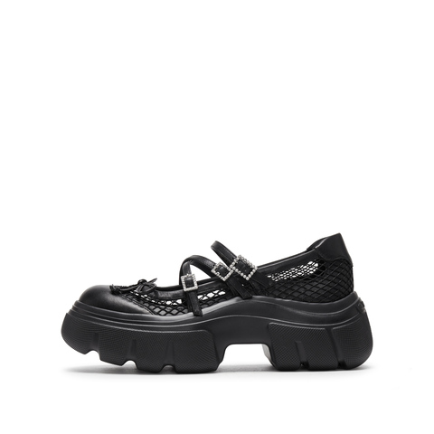 思加图2025春季新款甜酷玛丽珍鞋厚底增高浅口单鞋女鞋子ESF10AQ5