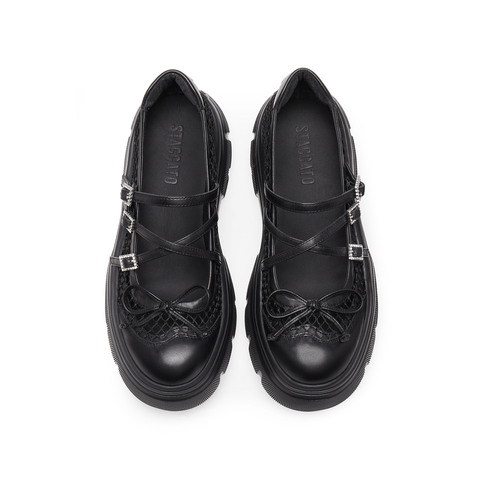 思加图2025春季新款甜酷玛丽珍鞋厚底增高浅口单鞋女鞋子ESF10AQ5