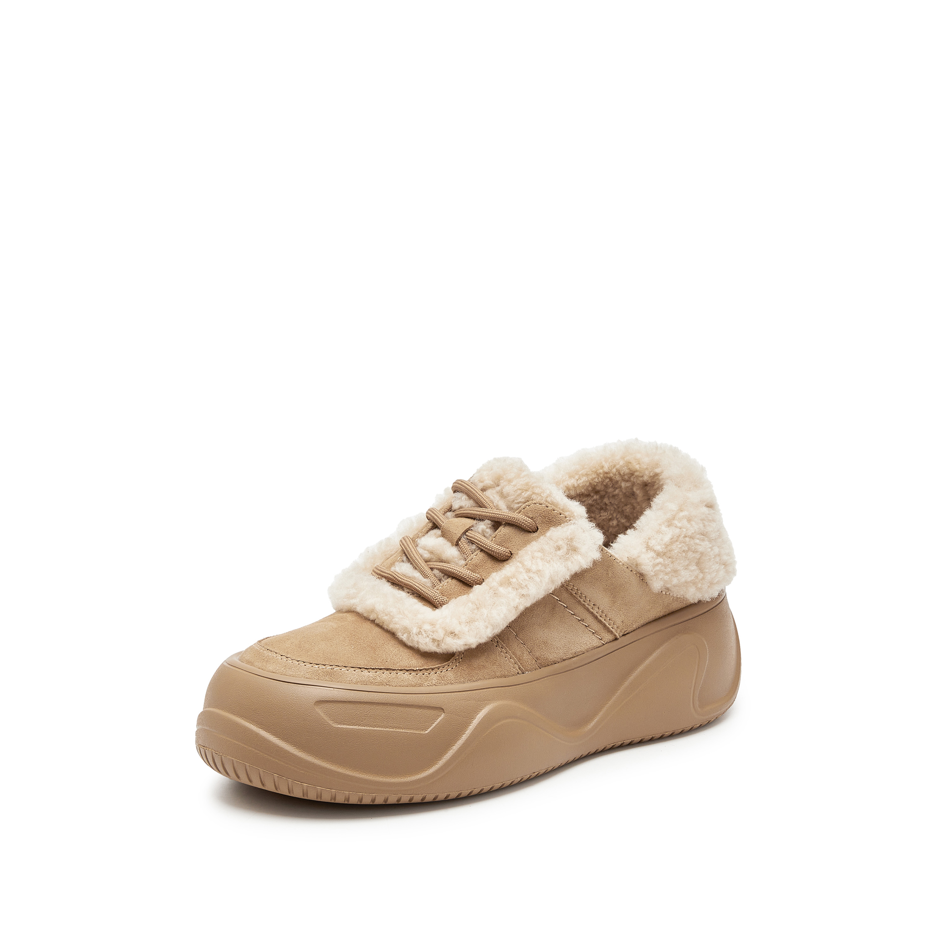 思加图2025春季新款复古毛毛鞋保暖休闲鞋板鞋厚底增高女鞋H9952AM5