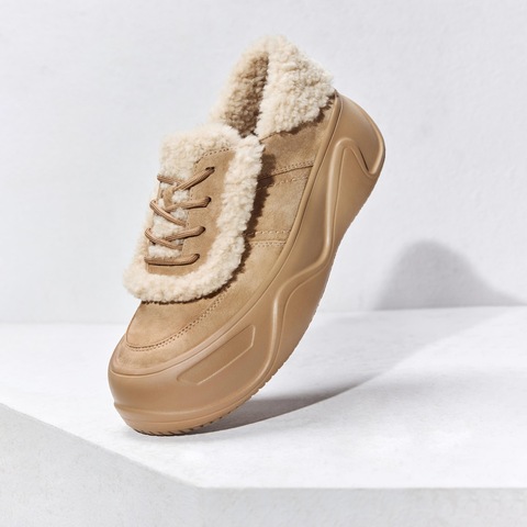 思加图2025春季新款复古毛毛鞋保暖休闲鞋板鞋厚底增高女鞋H9952AM5