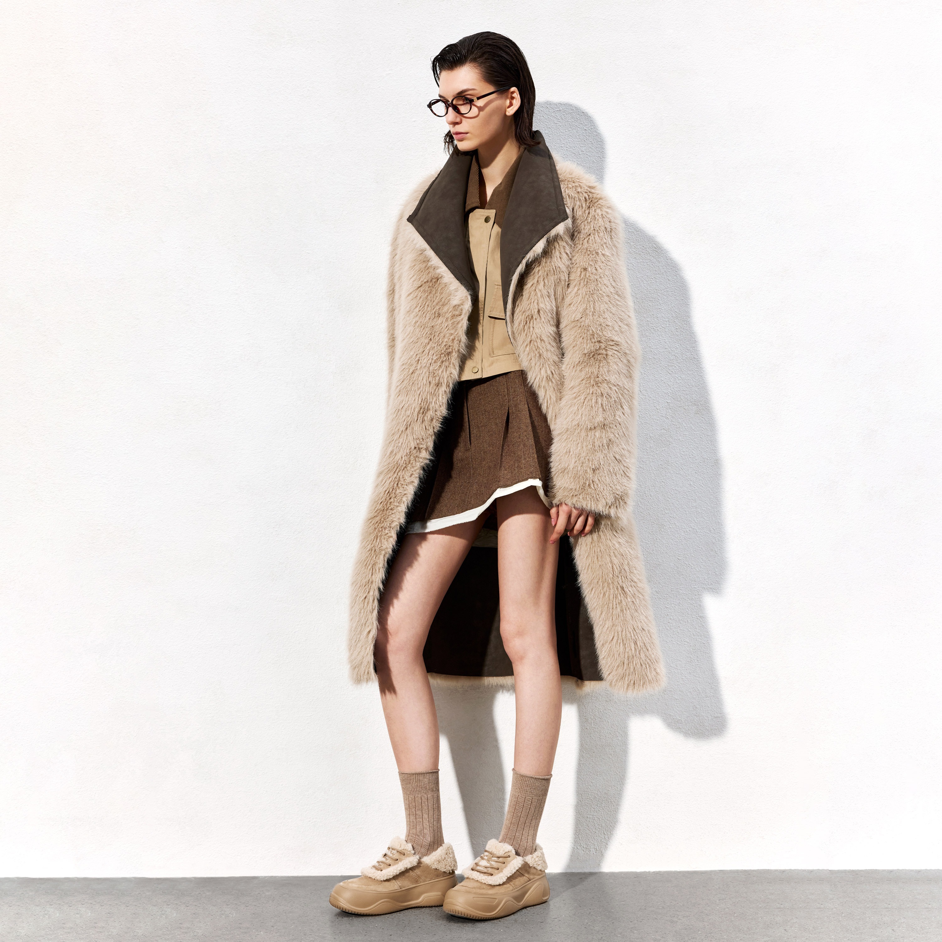 思加图2025春季新款复古毛毛鞋保暖休闲鞋板鞋厚底增高女鞋H9952AM5