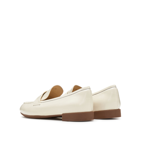 思加图2025春季新款复古奶油鞋乐福鞋一脚蹬粗跟鞋女单鞋B2356AA5