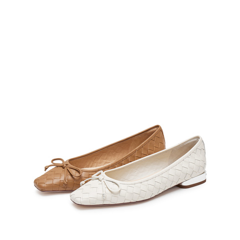 思加图2025春季新款奶油鞋平底鞋浅口鞋单鞋通勤女皮鞋EWV01AQ5