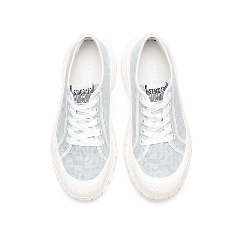 思加图2025春季新款奶油琴键鞋饼干鞋小白鞋休闲运动鞋厚底板鞋系带女鞋ESE11AM5