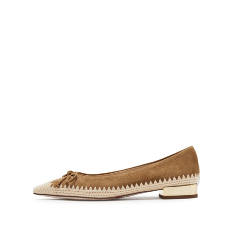 思加图2025春季新款复古浅口鞋单鞋平底鞋通勤女皮鞋EA412AQ5