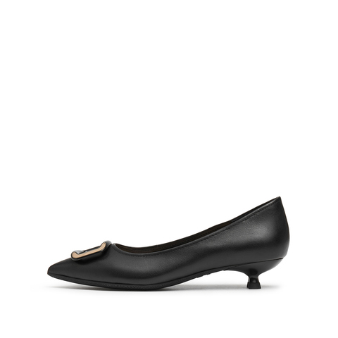 思加图2025春季新款奶油鞋中跟单鞋浅口鞋气质通勤女皮鞋9ER84AQ5