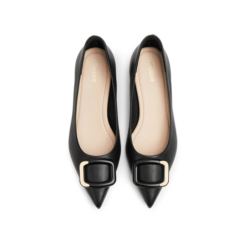 思加图2025春季新款奶油鞋中跟单鞋浅口鞋气质通勤女皮鞋9ER84AQ5