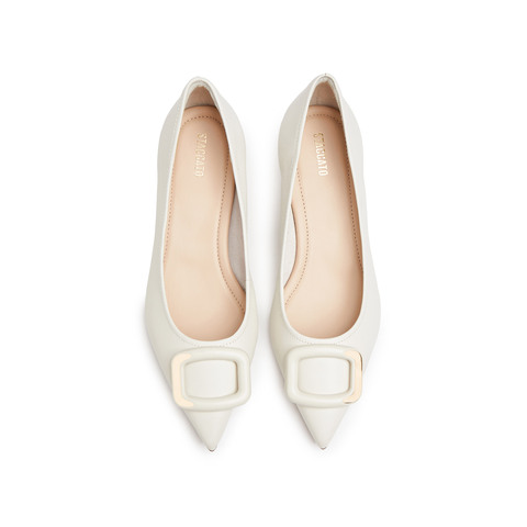 思加图2025春季新款奶油鞋中跟单鞋浅口鞋气质通勤女皮鞋9ER84AQ5