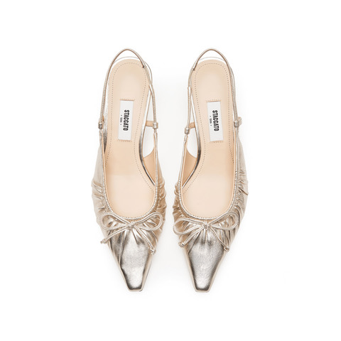 思加图2025春季新款褶金鞋奶油鞋高跟鞋包头凉鞋女后空凉鞋EA215AH5