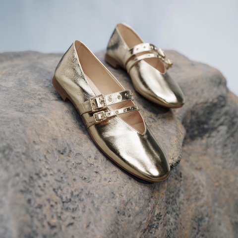 思加图2025春季新款金箔鞋芭蕾舞鞋玛丽珍鞋平底鞋浅口单鞋女鞋子EA918AQ5