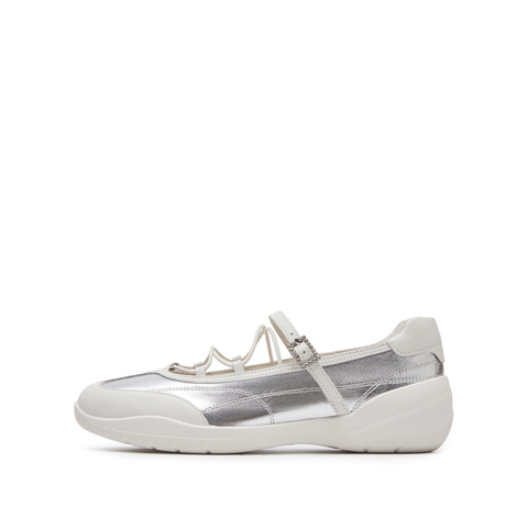 思加图2025春季新款魔镜魔镜芭蕾舞鞋平底鞋银色单鞋女鞋EB306AA5