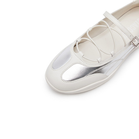 思加图2025春季新款魔镜魔镜芭蕾舞鞋平底鞋银色单鞋女鞋EB306AA5